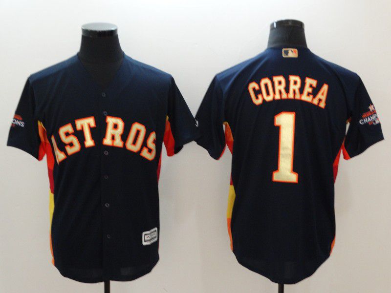 Men Houston Astros #1 Correa Blue Game Champion Edition MLB Jerseys